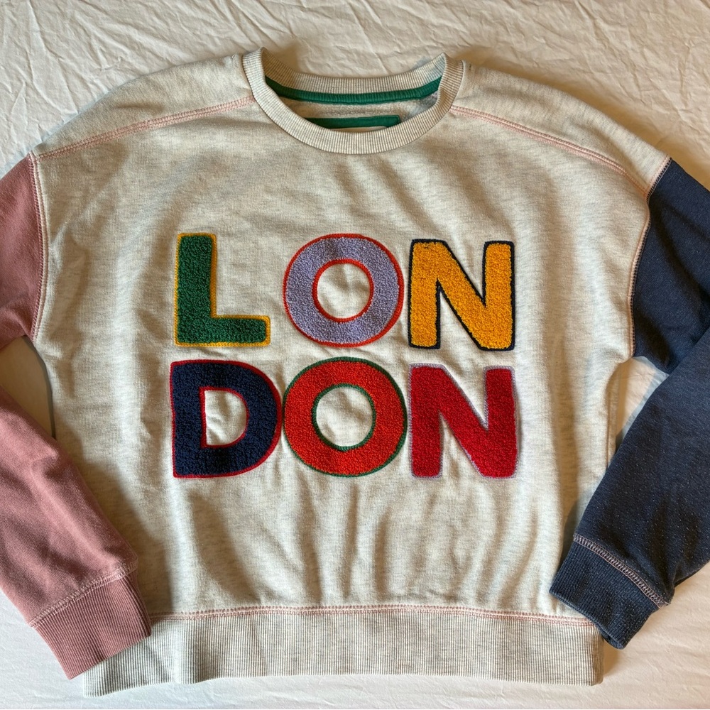Mini Boden 'LONDON' Appliqué Crewneck Sweatshirt. Size 11-12Y